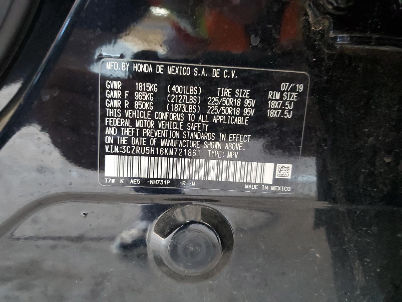 2019 Honda Hr-V Sport VIN: 3CZRU5H16KM721861 Lot: 70393605