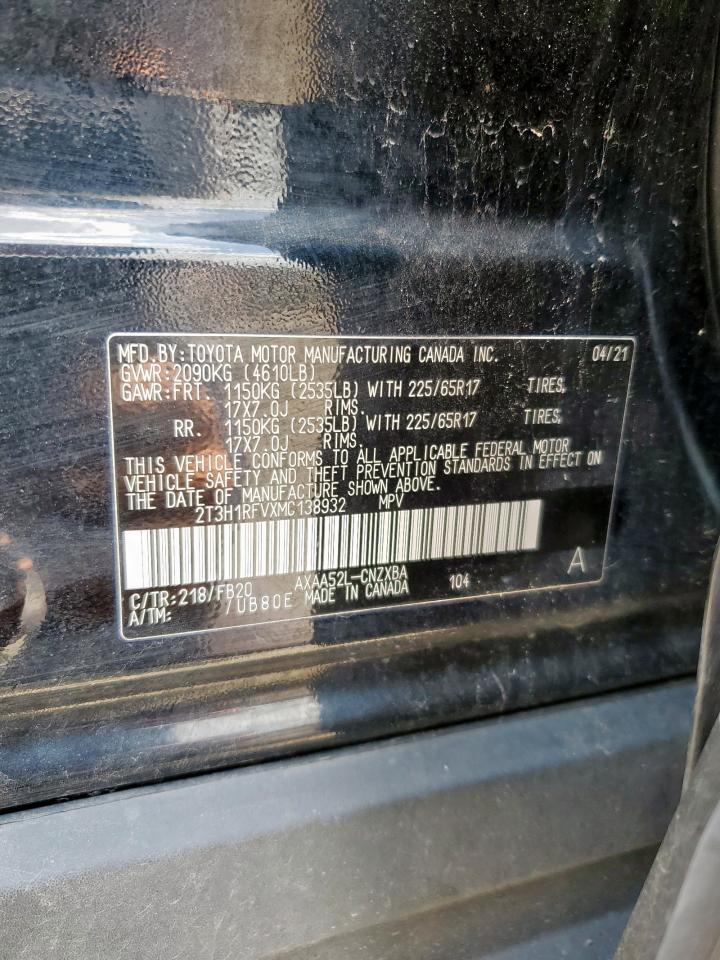 2021 Toyota Rav4 Le VIN: 2T3H1RFVXMC138932 Lot: 70486495