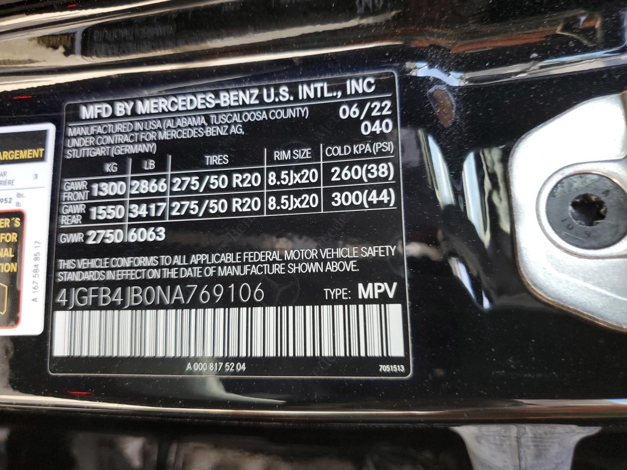 2022 Mercedes-Benz Gle 350 VIN: 4JGFB4JB0NA769106 Lot: 70008635