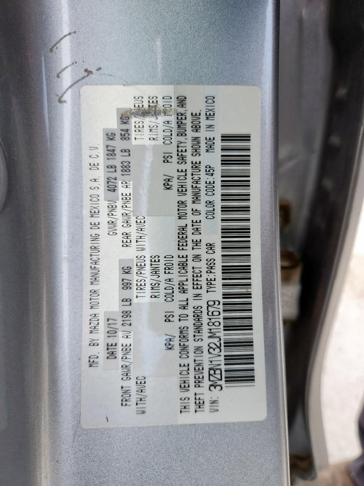 2018 Mazda 3 Touring VIN: 3MZBN1V32JM181679 Lot: 69927565