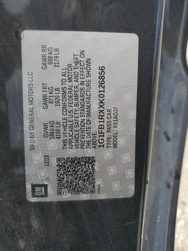 2019 Chevrolet Camaro Ls VIN: 1G1FB1RXXK0126856 Lot: 67412845