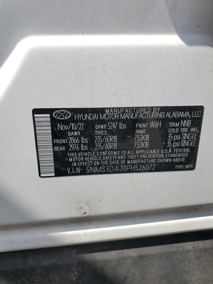 2023 Hyundai Santa Fe Sel Premium VIN: 5NMS3DAJ0PH526072 Lot: 68620695