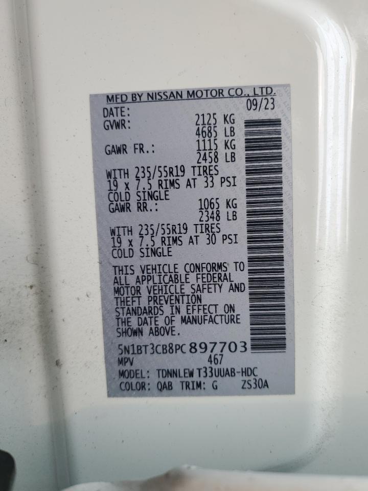2023 Nissan Rogue Sl VIN: 5N1BT3CB8PC897703 Lot: 67417485