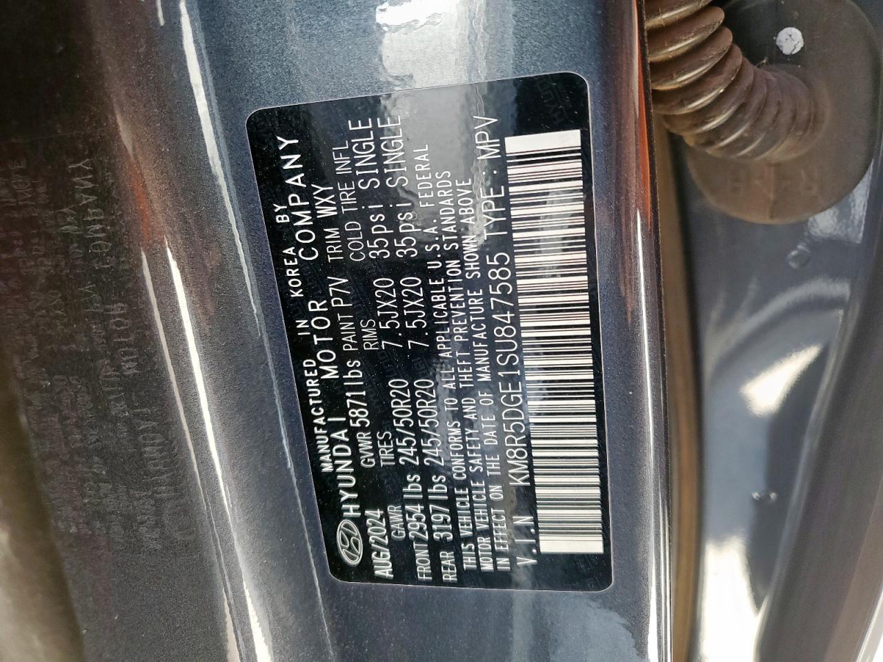 2025 Hyundai Palisade Limited VIN: KM8R5DGE1SU847585 Lot: 67648985