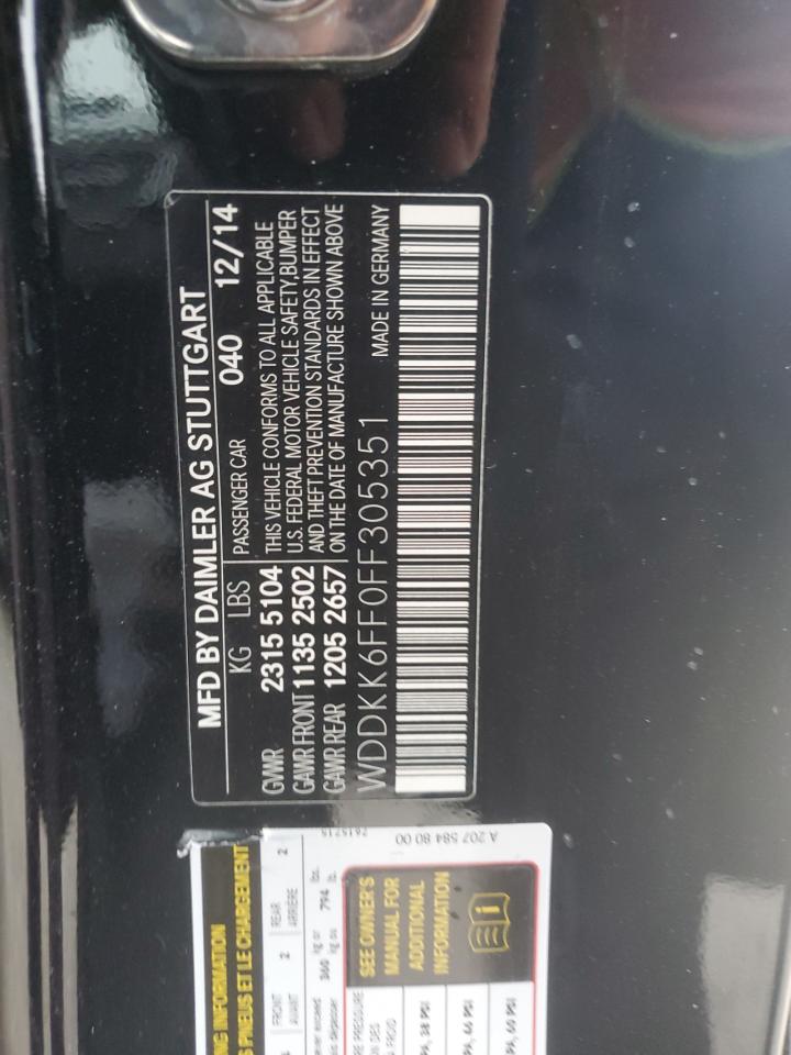 2015 Mercedes-Benz E 400 VIN: WDDKK6FF0FF305351 Lot: 70152895