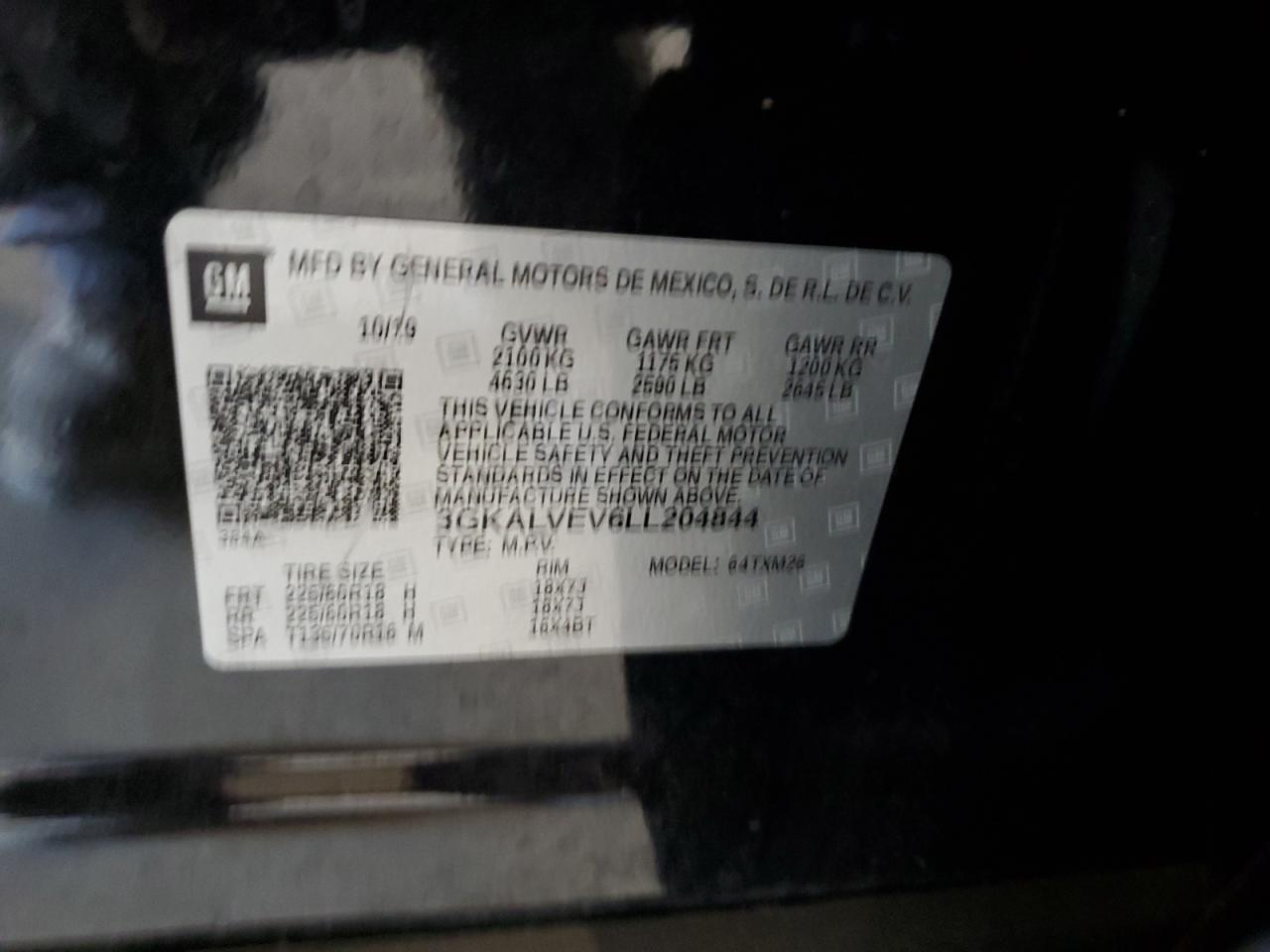 2020 GMC Terrain Slt VIN: 3GKALVEV6LL204844 Lot: 67892025