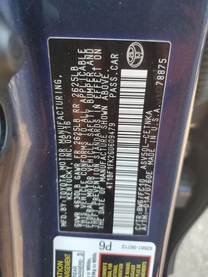 2016 Toyota Camry Le VIN: 4T1BF1FK2GU609479 Lot: 68276555