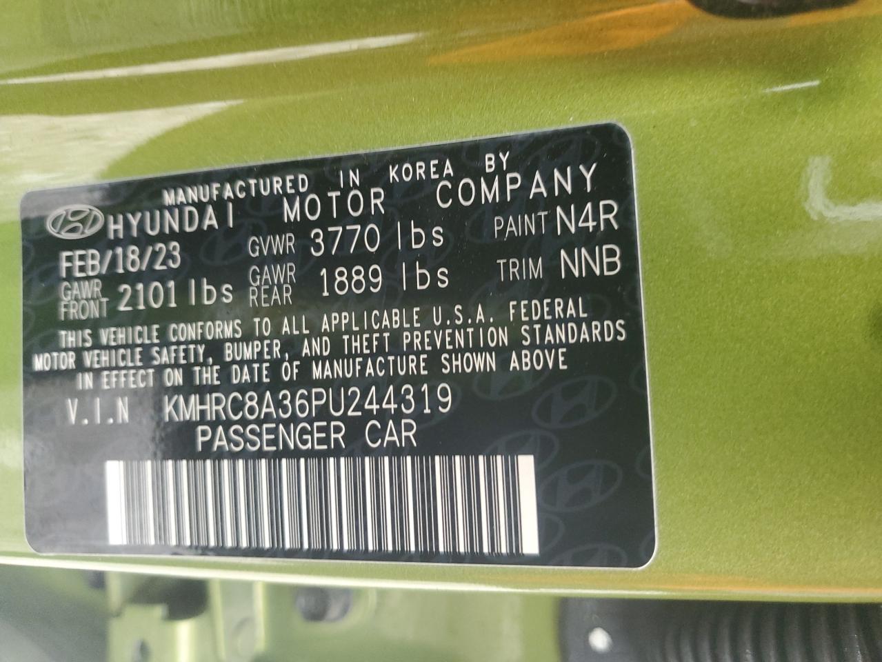 2023 Hyundai Venue Sel VIN: KMHRC8A36PU244319 Lot: 69242555