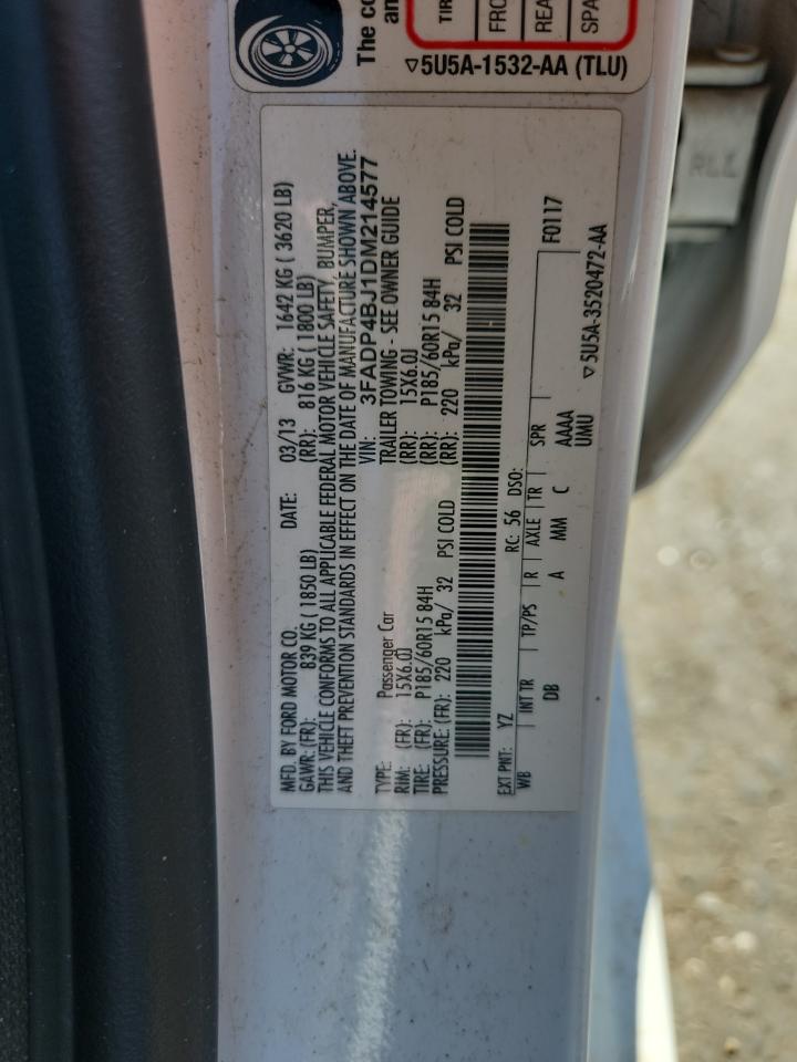 2013 Ford Fiesta Se VIN: 3FADP4BJ1DM214577 Lot: 69794955