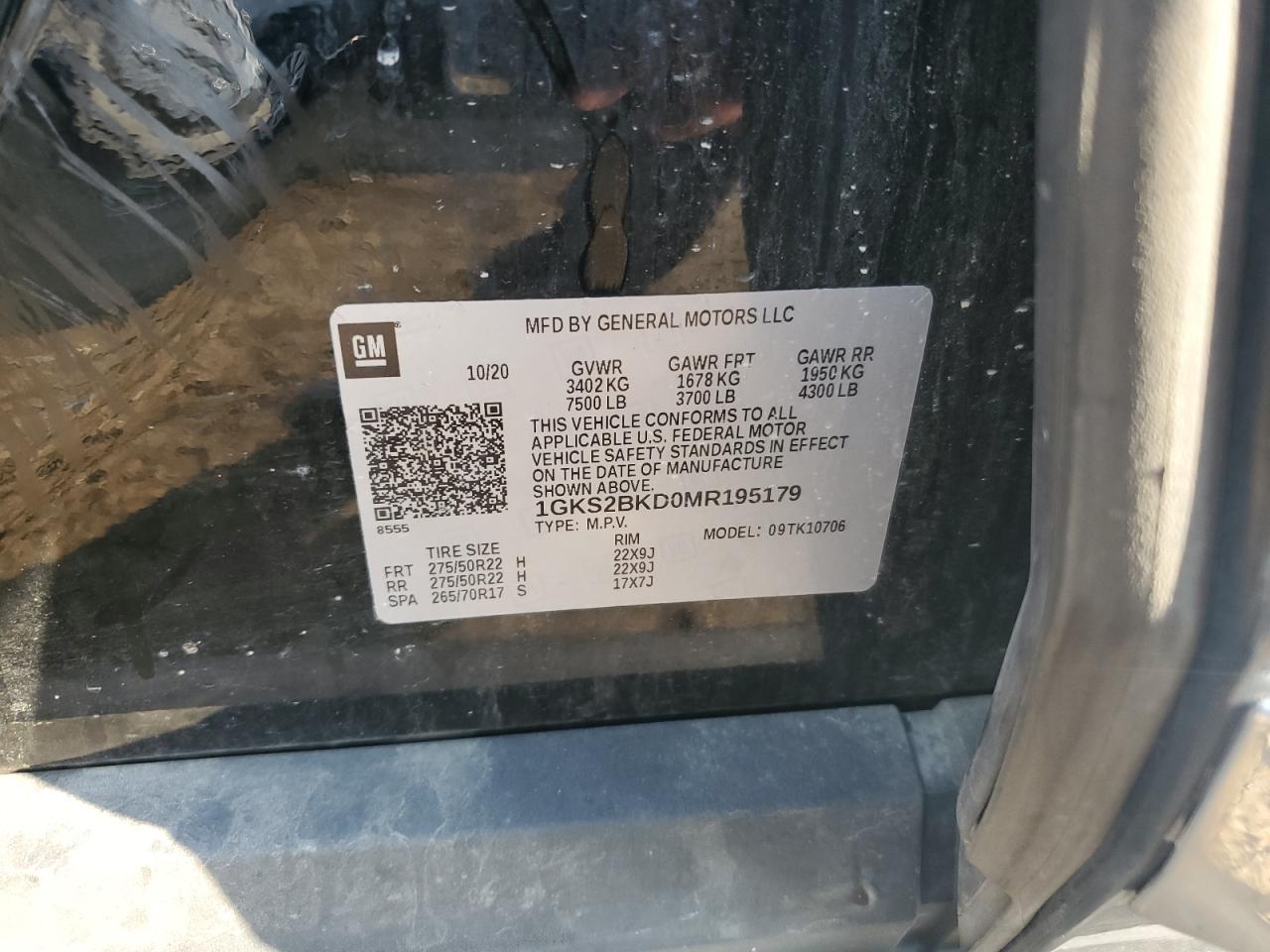 2021 GMC Yukon Slt VIN: 1GKS2BKD0MR195179 Lot: 67571955