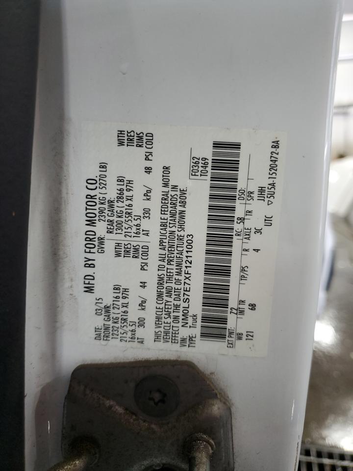 2015 Ford Transit Connect Xl W VIN: NM0LS7E7XF1211003 Lot: 69225635