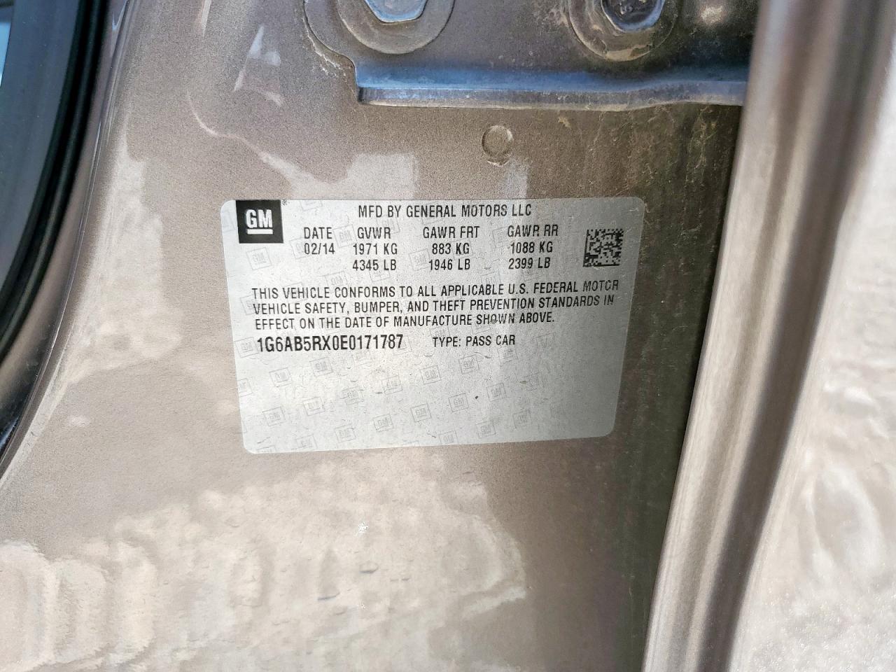 2014 Cadillac Ats Luxury VIN: 1G6AB5RX0E0171787 Lot: 70109745