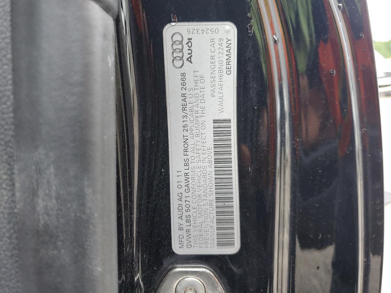 2011 Audi A5 Premium Plus VIN: WAULFAFH6BN012249 Lot: 67083005