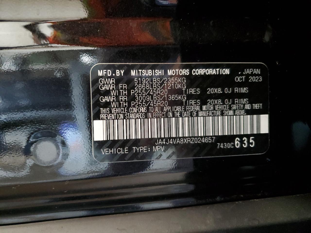 2024 Mitsubishi Outlander Se VIN: JA4J4VA8XRZ024657 Lot: 70672065