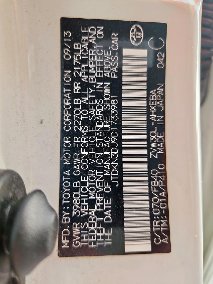 2013 Toyota Prius VIN: JTDKN3DU9D1733981 Lot: 69971955