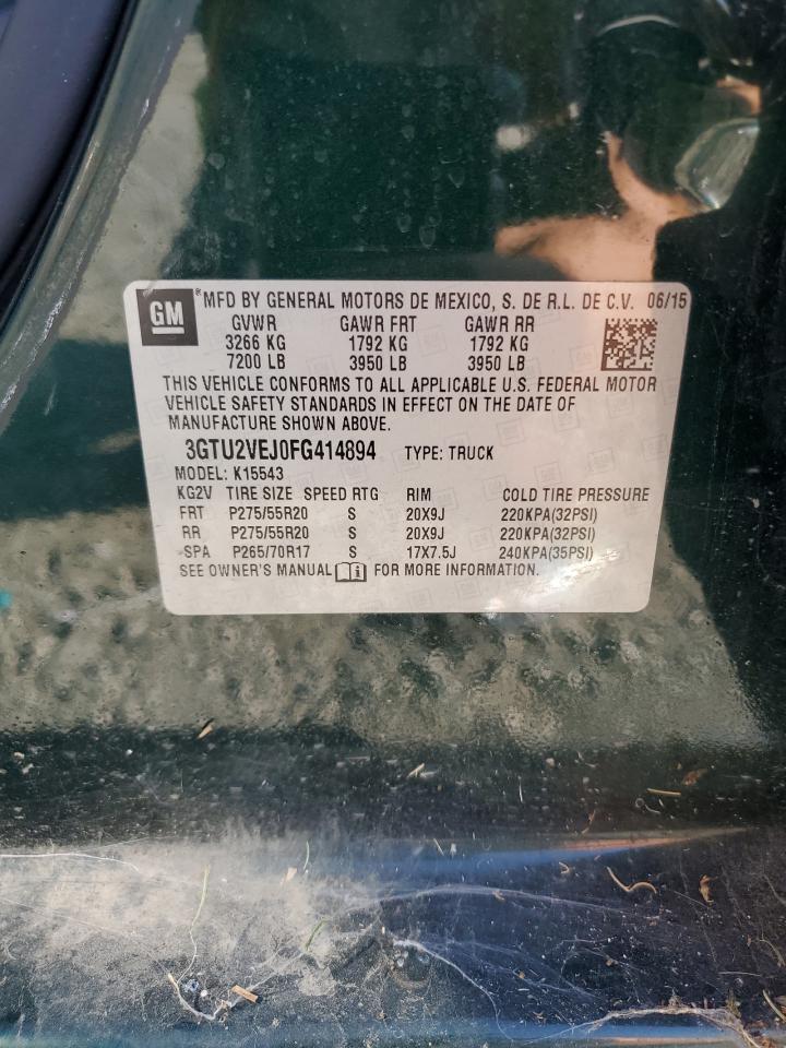 2015 GMC Sierra K1500 Slt VIN: 3GTU2VEJ0FG414894 Lot: 65009405