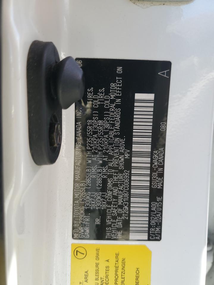 2007 Lexus Rx 350 VIN: 2T2GK31U87C006992 Lot: 66863465