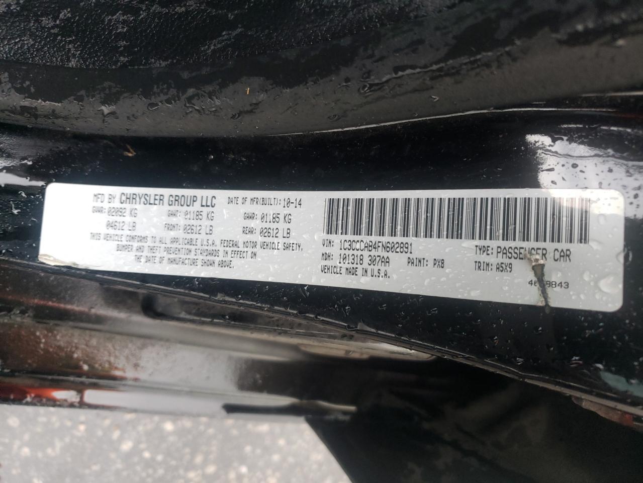 2015 Chrysler 200 Limited VIN: 1C3CCCAB4FN602891 Lot: 66498945
