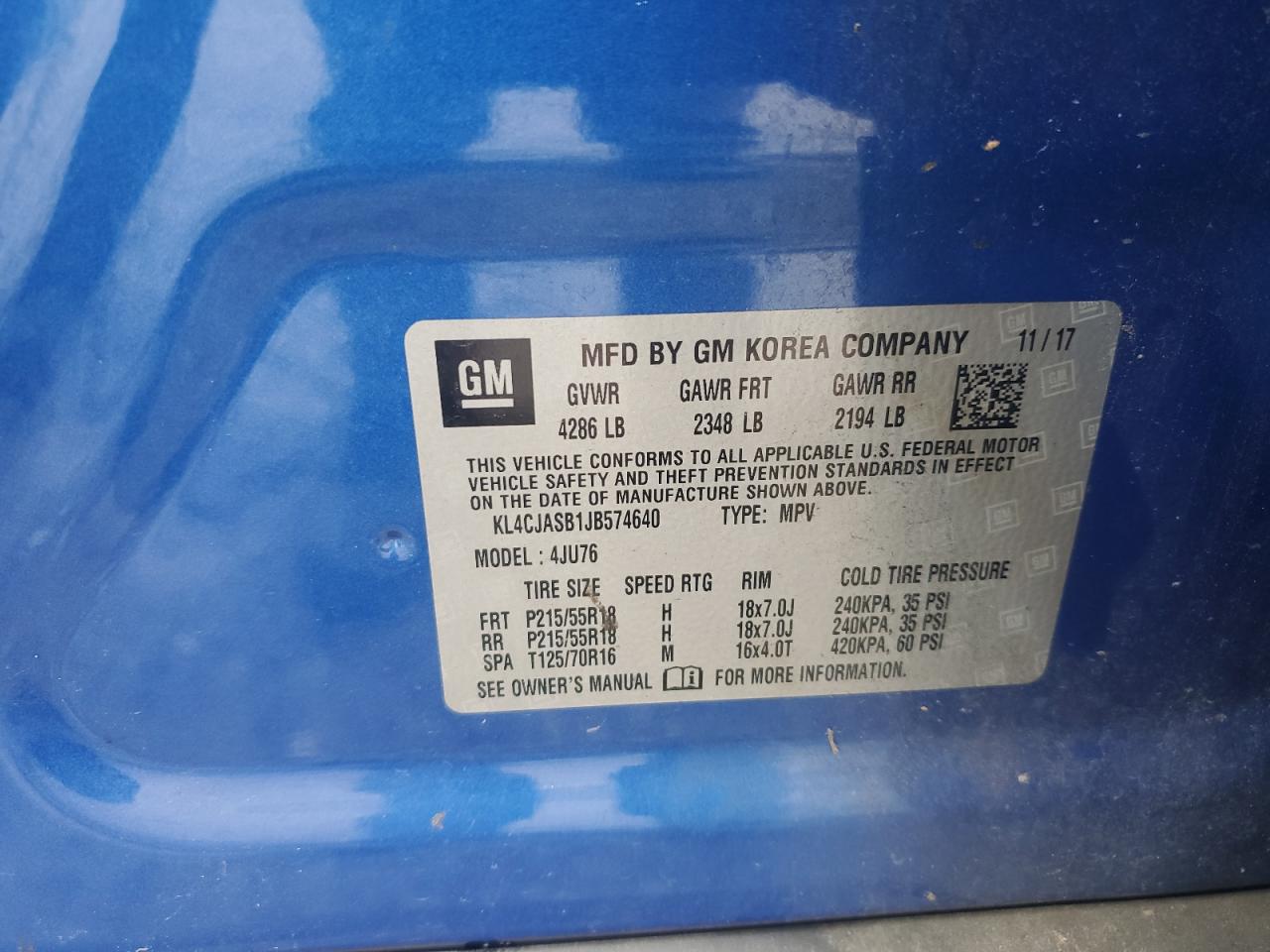 2018 Buick Encore Preferred VIN: KL4CJASB1JB574640 Lot: 67468175