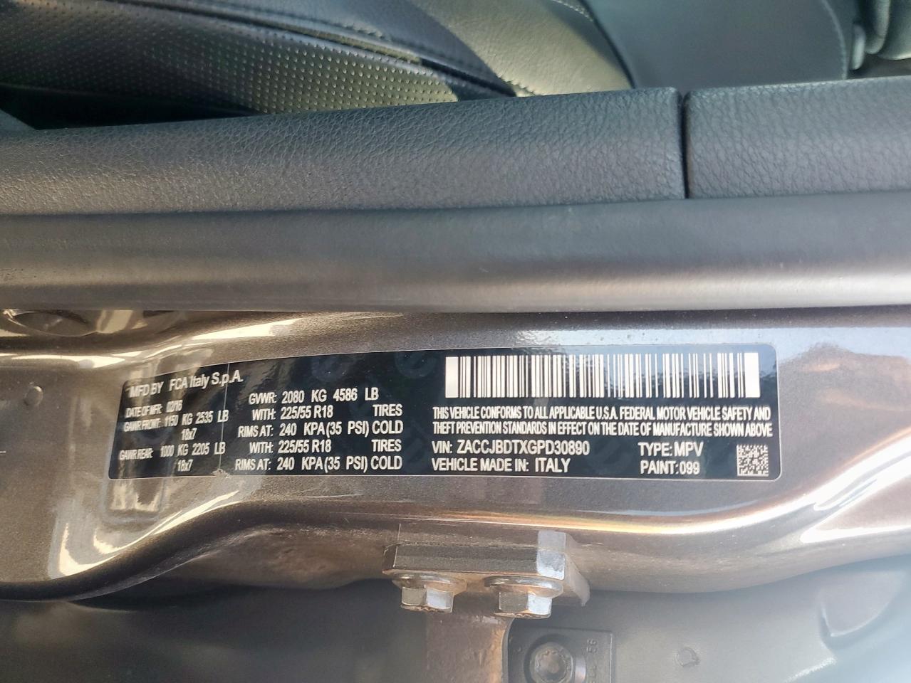 2016 Jeep Renegade Limited VIN: ZACCJBDTXGPD30890 Lot: 70413645