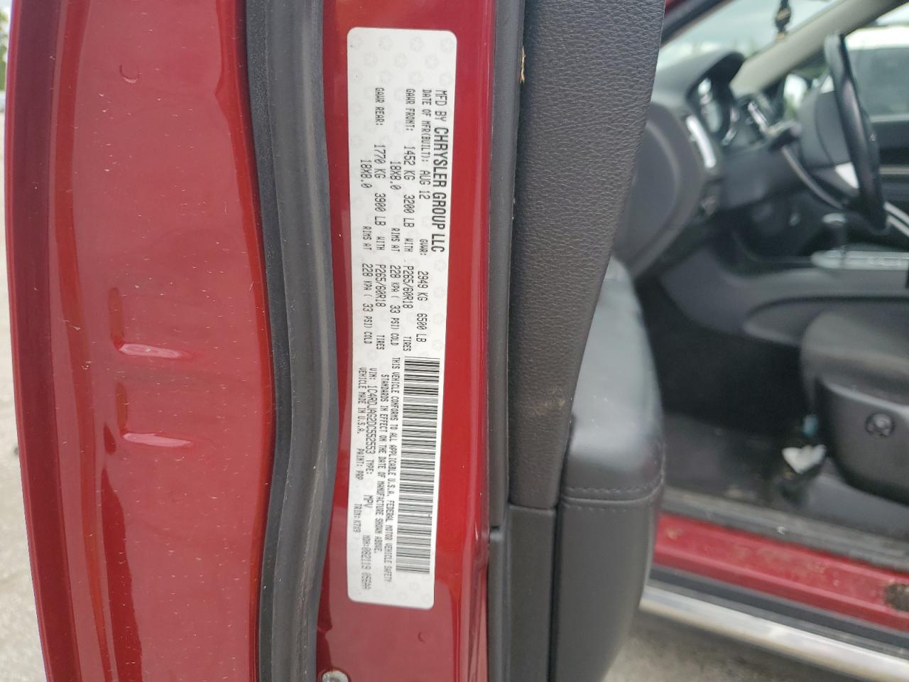 2013 Dodge Durango Sxt VIN: 1C4RDJAG2DC552553 Lot: 69235115