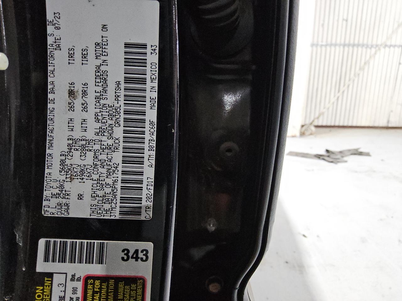 2023 Toyota Tacoma Double Cab VIN: 3TMCZ5AN5PM617542 Lot: 69802705