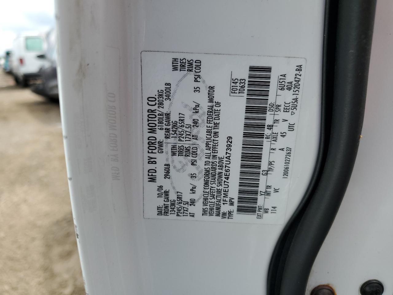 2007 Ford Explorer Eddie Bauer VIN: 1FMEU74E67UA73929 Lot: 69940865