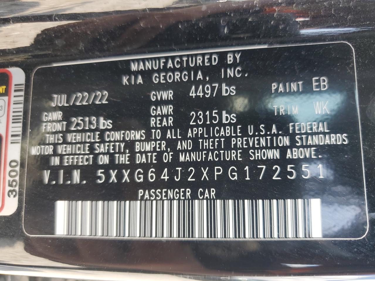 2023 Kia K5 Gt Line VIN: 5XXG64J2XPG172551 Lot: 69081915