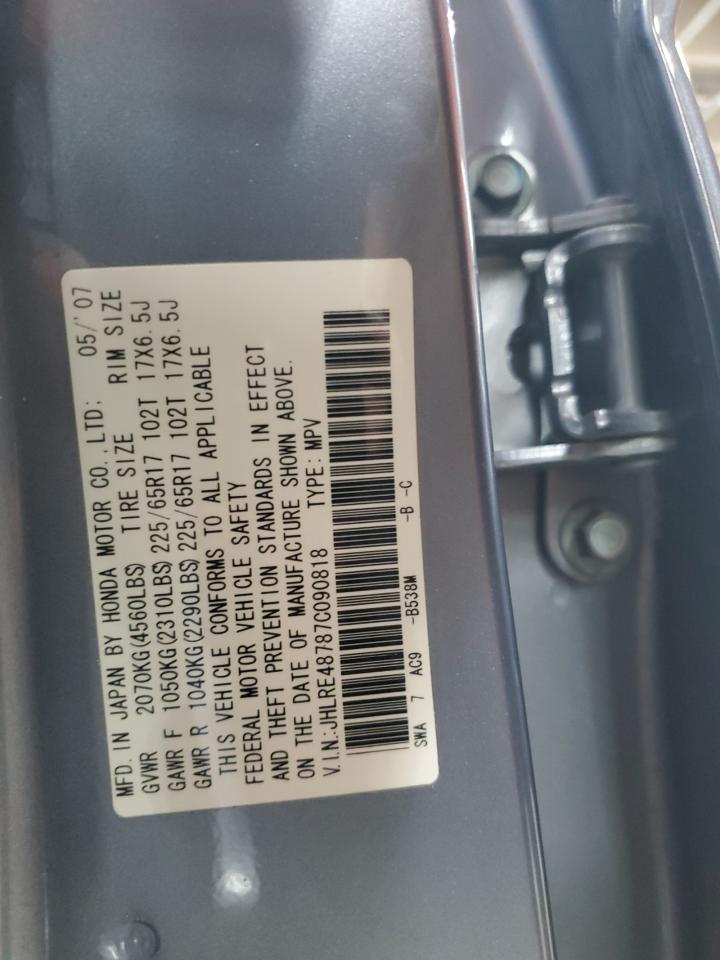 2007 Honda Cr-V Exl VIN: JHLRE48787C090818 Lot: 69177765