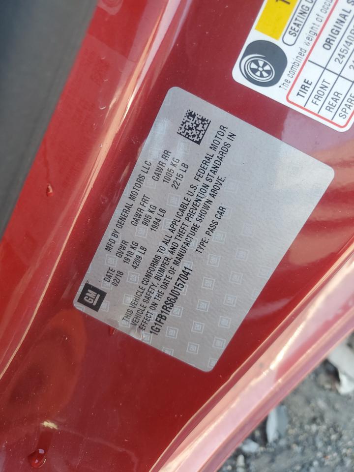 2018 Chevrolet Camaro Lt VIN: 1G1FB1RS6J0157041 Lot: 69053125