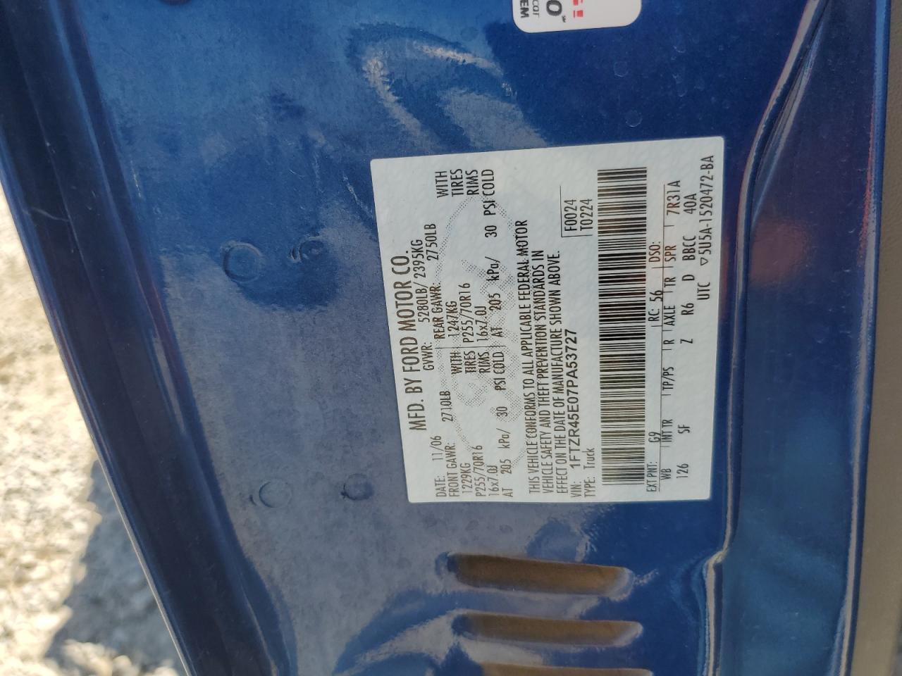 2007 Ford Ranger Super Cab VIN: 1FTZR45E07PA53727 Lot: 68680835