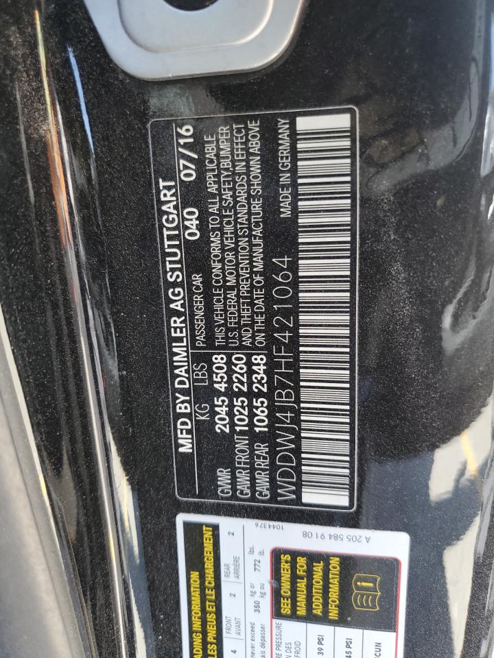 2017 Mercedes-Benz C 300 VIN: WDDWJ4JB7HF421064 Lot: 68975415