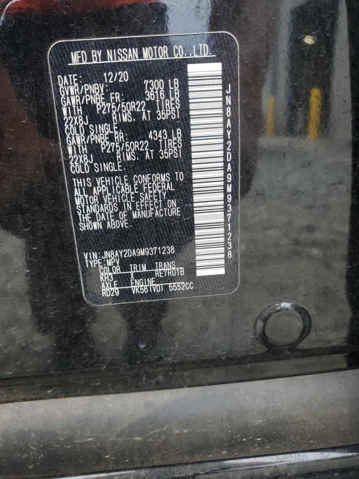 2021 Nissan Armada Platinum VIN: JN8AY2DA9M9371238 Lot: 70647805