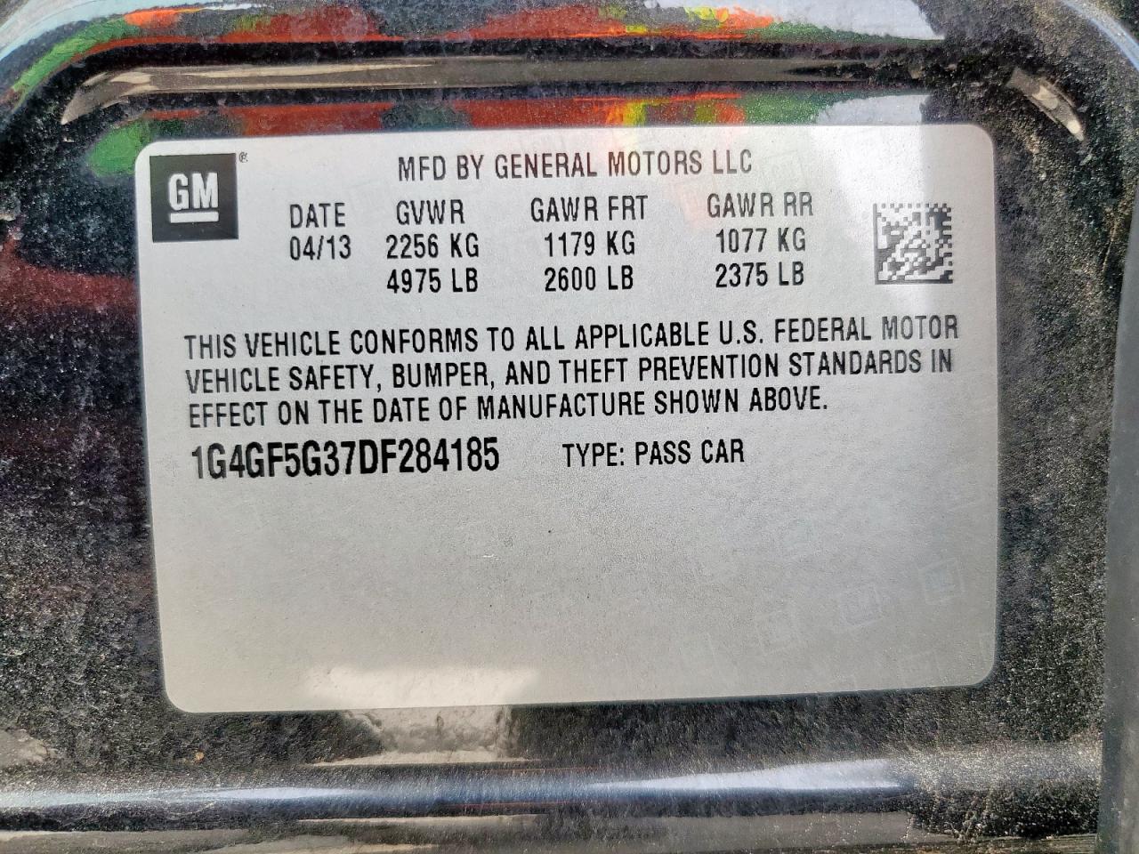 2013 Buick Lacrosse Premium VIN: 1G4GF5G37DF284185 Lot: 70810675