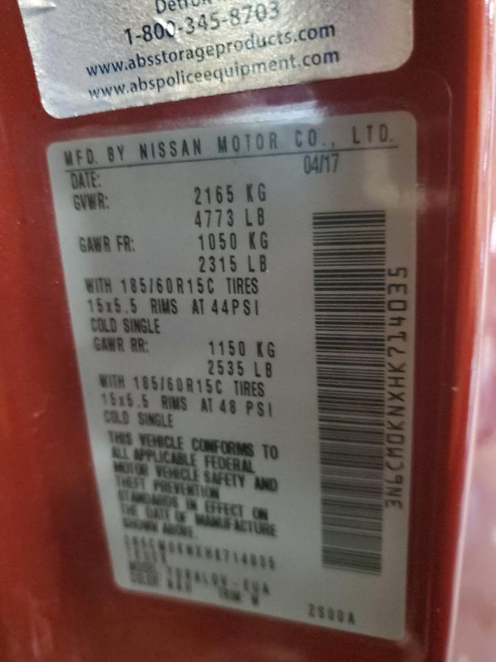 2017 Nissan Nv200 2.5S VIN: 3N6CM0KNXHK714035 Lot: 67740355