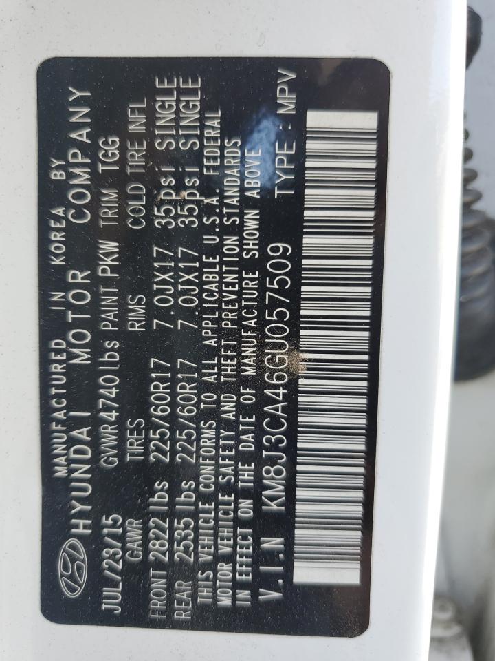 2016 Hyundai Tucson Limited VIN: KM8J3CA46GU057509 Lot: 68330465