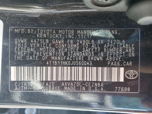 2018 TOYOTA CAMRY L