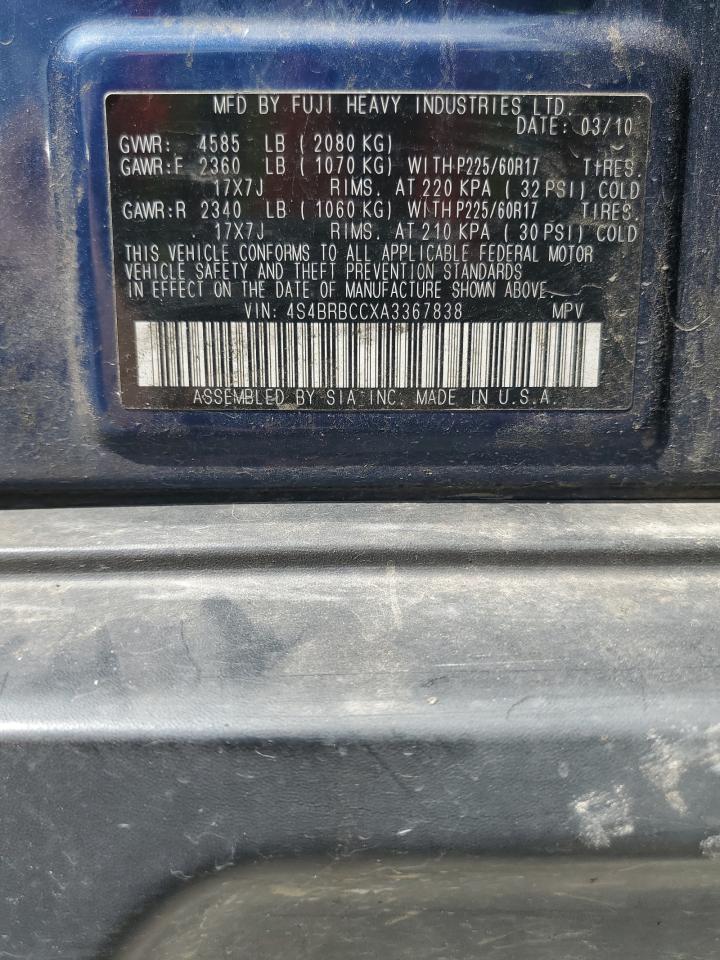 2010 Subaru Outback 2.5I Premium VIN: 4S4BRBCCXA3367838 Lot: 68098235