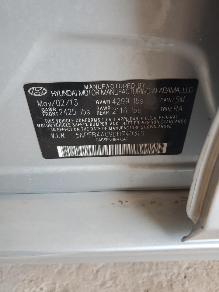 2013 Hyundai Sonata Gls VIN: 5NPEB4AC9DH740316 Lot: 68575775
