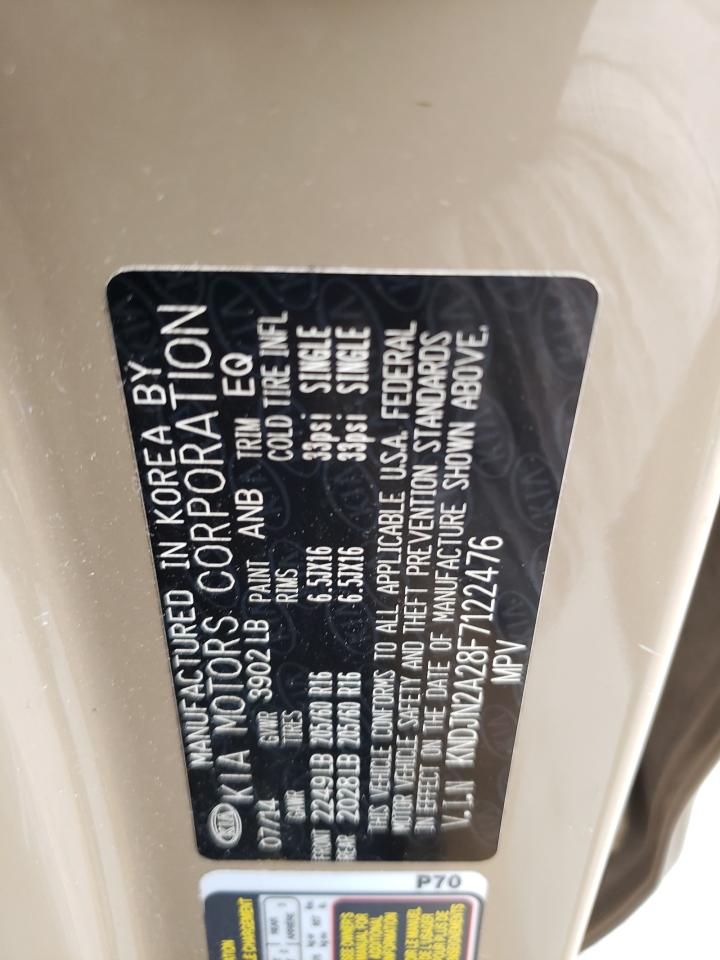 2015 Kia Soul VIN: KNDJN2A28F7122476 Lot: 69571005