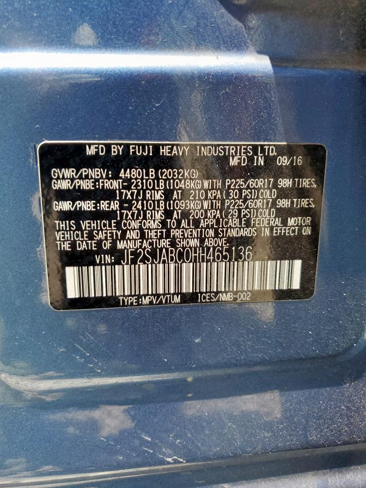 2017 Subaru Forester 2.5I VIN: JF2SJABC0HH465136 Lot: 69079765