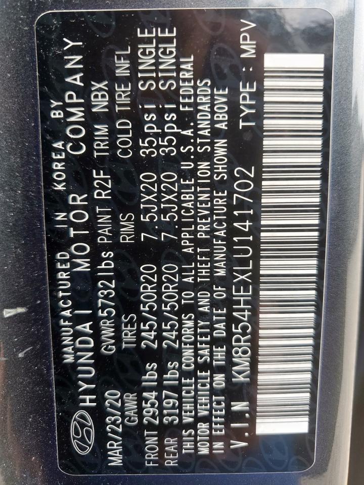 2020 Hyundai Palisade Limited VIN: KM8R54HEXLU141702 Lot: 69260015