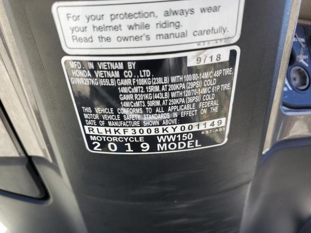 2019 HONDA WW150   