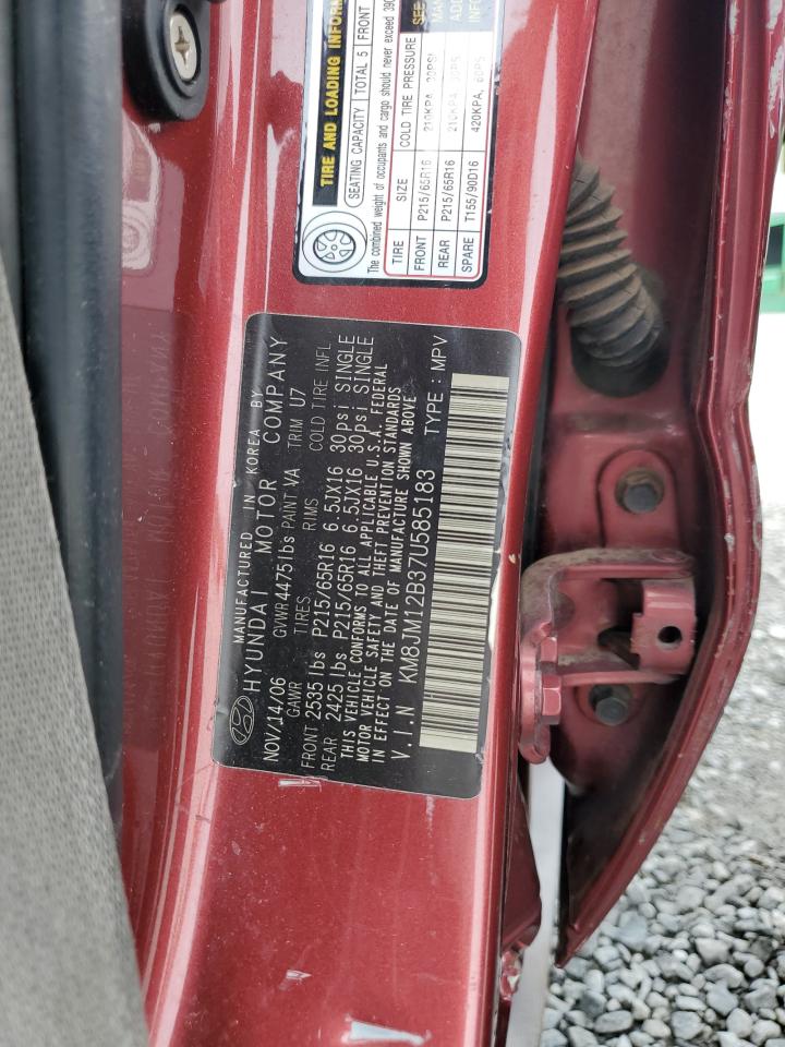 2007 Hyundai Tucson Gls VIN: KM8JM12B37U585183 Lot: 69935075