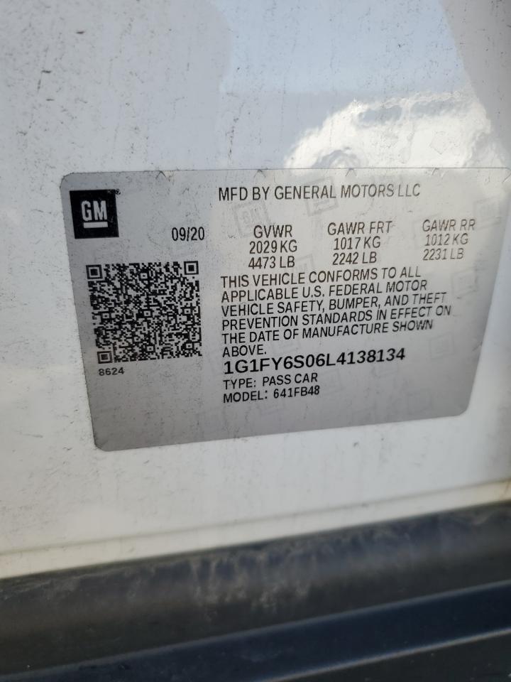 2020 Chevrolet Bolt Ev Lt VIN: 1G1FY6S06L4138134 Lot: 69389815