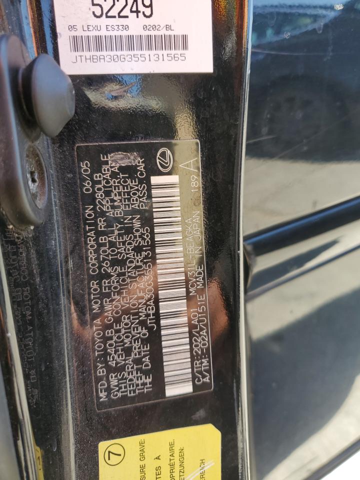 2005 Lexus Es 330 VIN: JTHBA30G355131565 Lot: 68731995