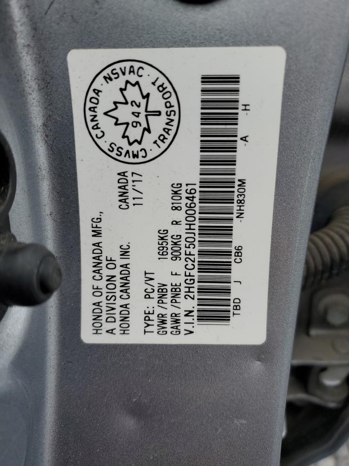 2018 Honda Civic Lx VIN: 2HGFC2F50JH006461 Lot: 70190875