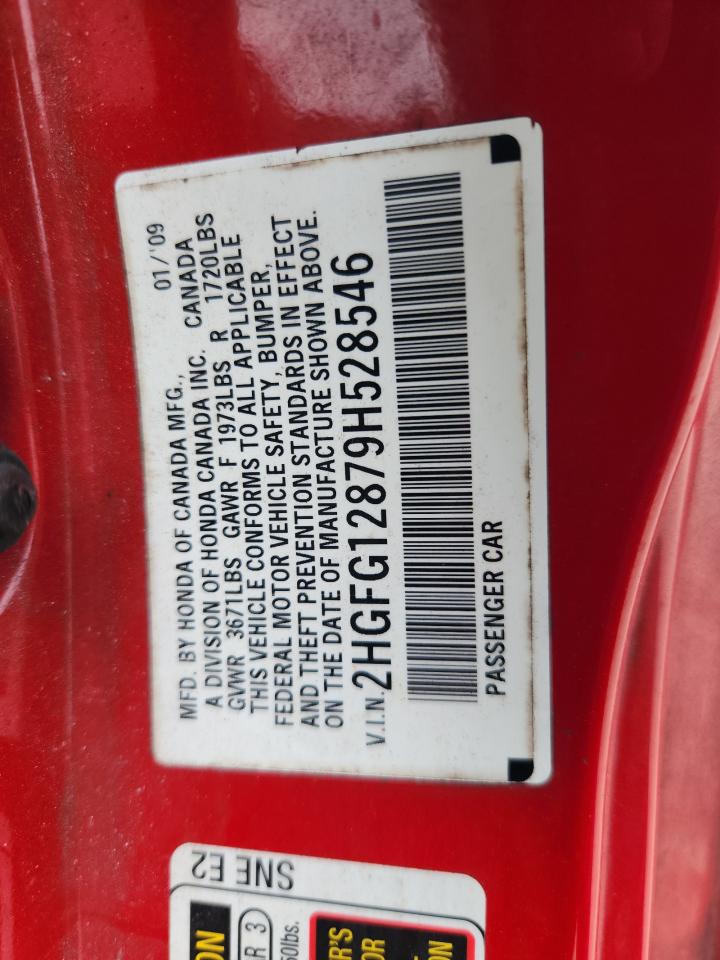 2009 Honda Civic Ex VIN: 2HGFG12879H528546 Lot: 68629855