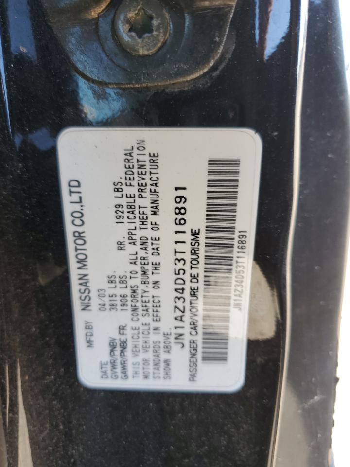 2003 Nissan 350Z Coupe VIN: JN1AZ34D53T116891 Lot: 70273105