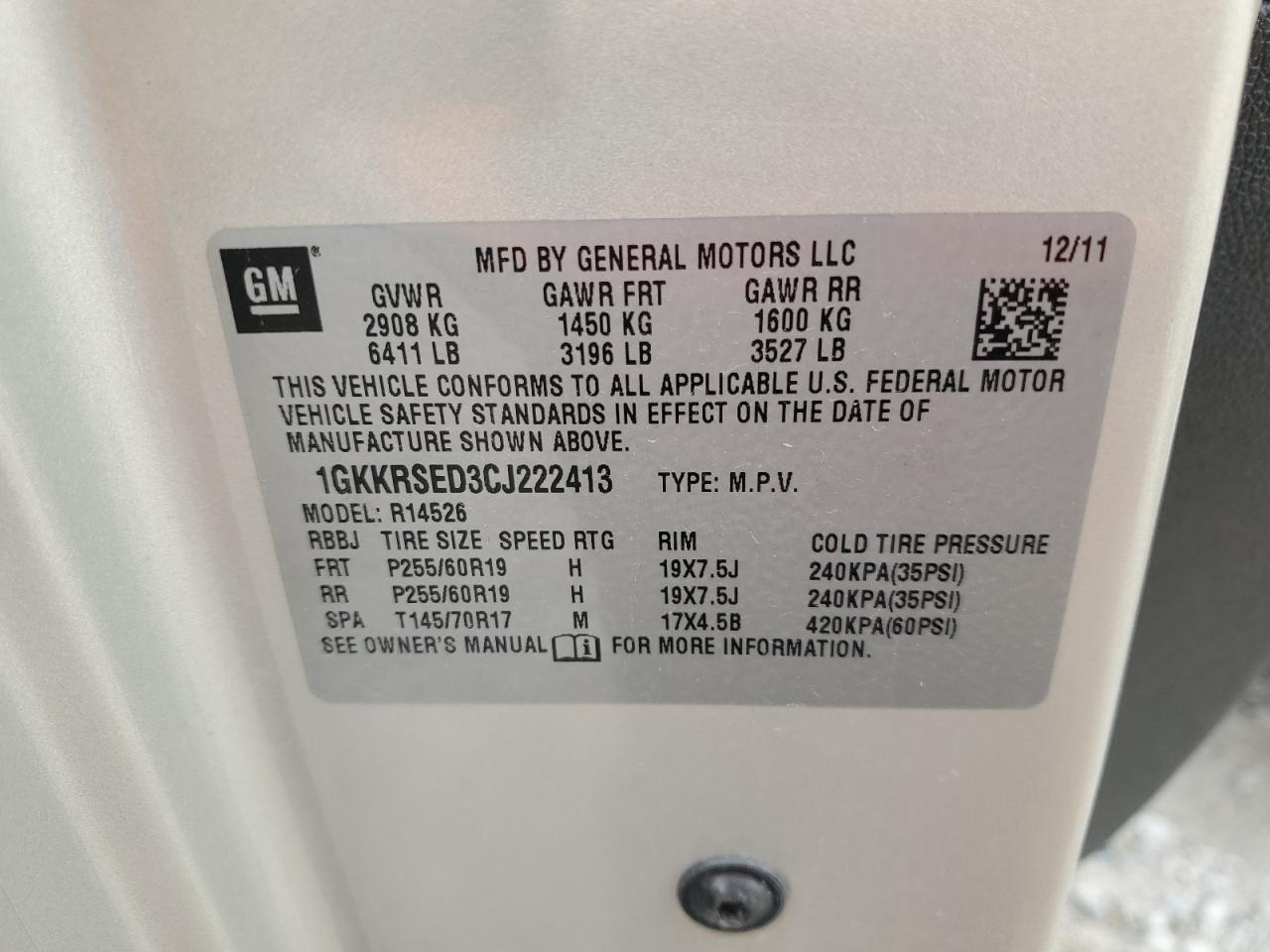 2012 GMC Acadia Slt-2 VIN: 1GKKRSED3CJ222413 Lot: 70022885